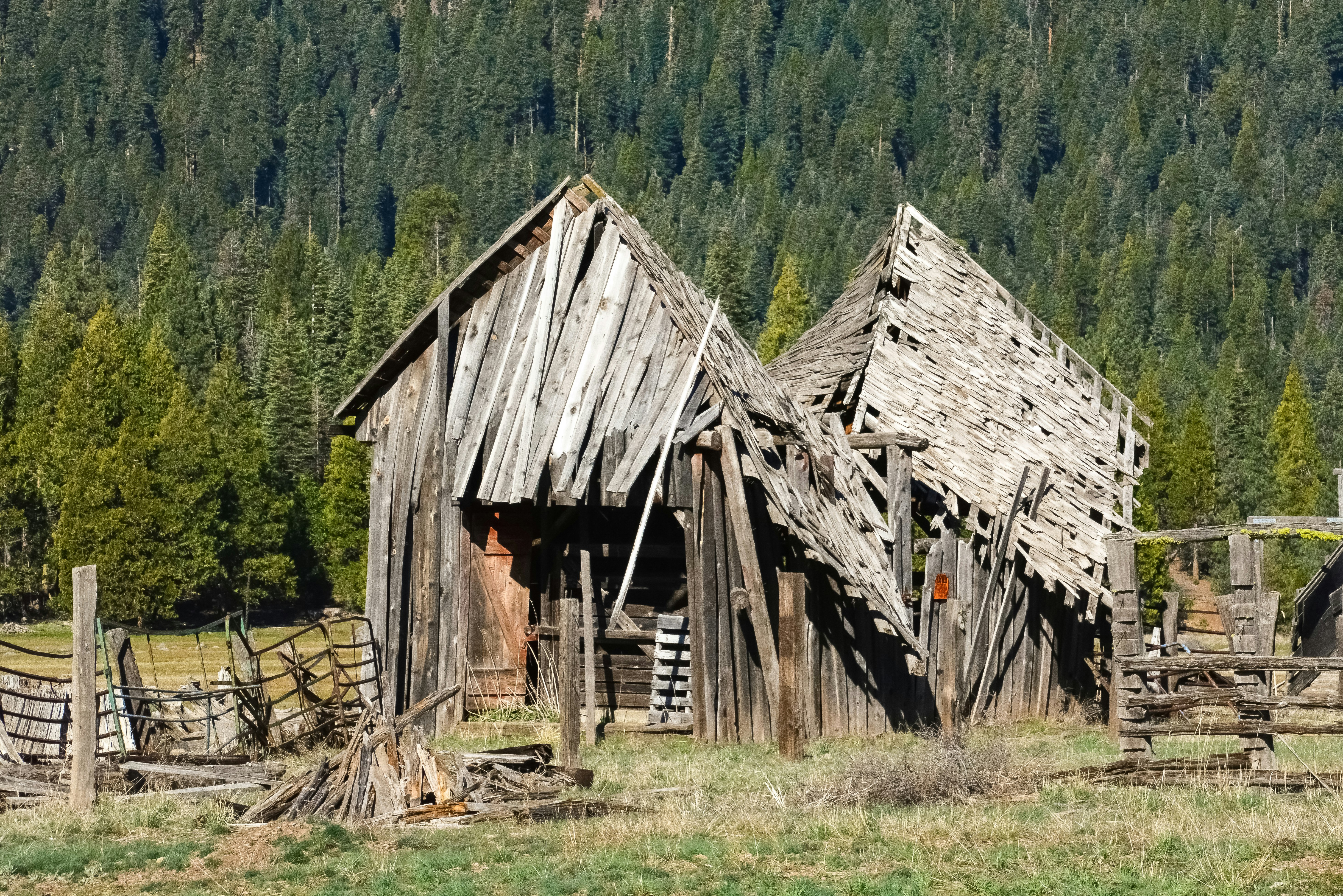 brown wooden house on green grass field during daytime